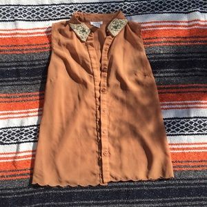 Dizzy Lizzy Pearl Embellished Collar Blouse